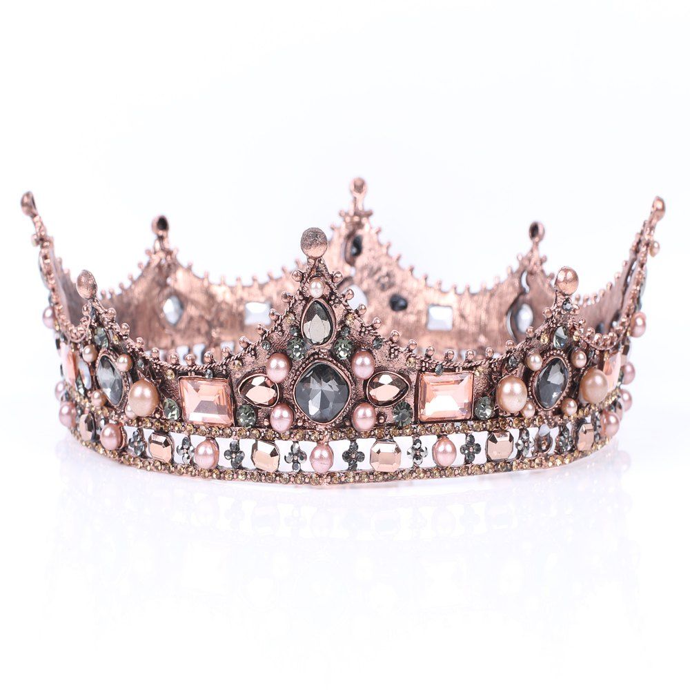 

TUANMING Vintage Gold Crystal Bruid Prinses Tiara Kroon Voor Wedding Vrouwen Bri, Brown