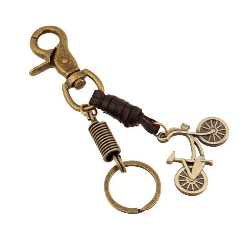 

European and American Vintage Alloy Bicycle Pendant Keychain, Brown