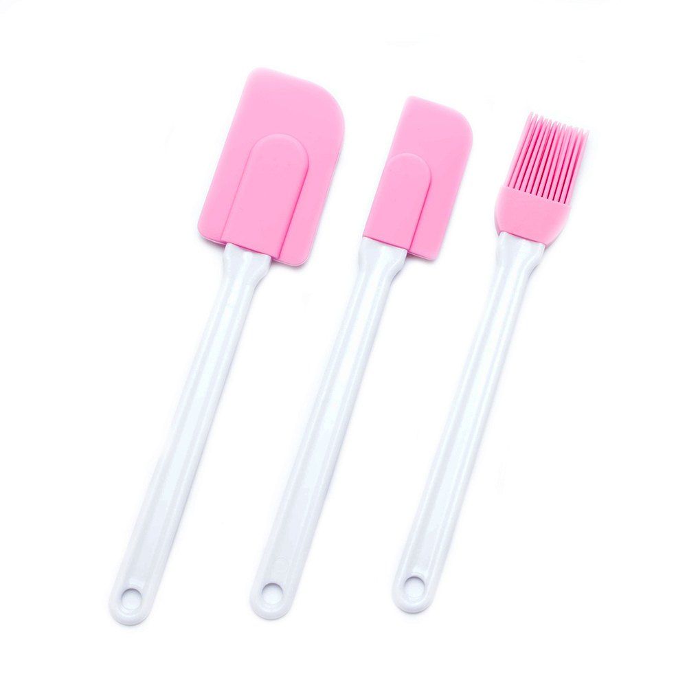 

3PCS Cake Cream Butter Scraper Spatula Brush Baking Pastry Tool, Pink