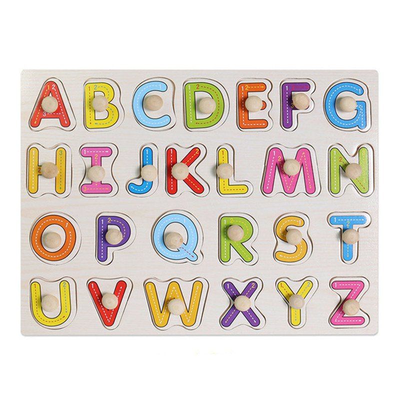 

Kids Early Educational Baby Hand Grasp Wooden Puzzle Toy, Multi-a
