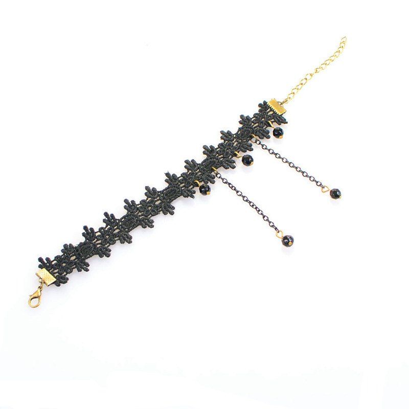 

Anklet Fashionable Vintage Lady Lace Chain, Natural black