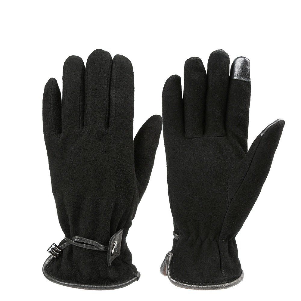 

OZERO Women Leather Fashion Gloves with Sensitive Touch Screen Warm Hand, Black