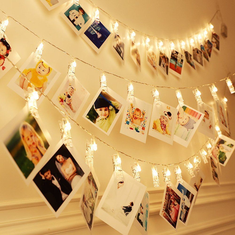 

20 LED Photos Clips Fairy String Lights 3 Modes for Party Wedding Bedroom Decor, Warm white