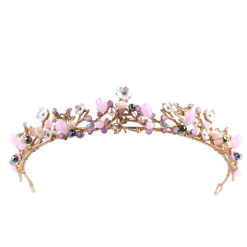 

Bride Accessories Pink Crystal Crown, Pig pink
