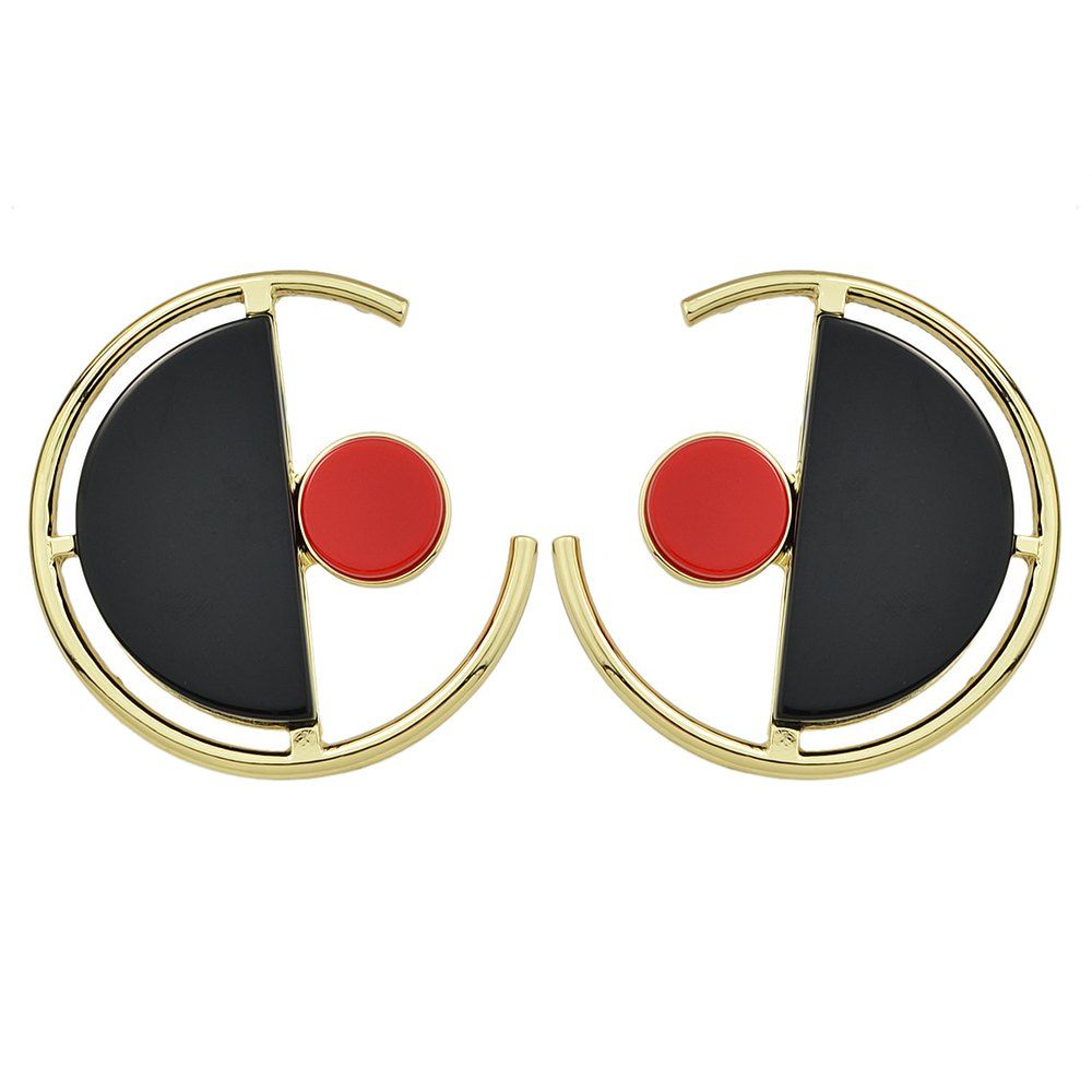 

Rock Punk Geometric Splicing Earrings, Black