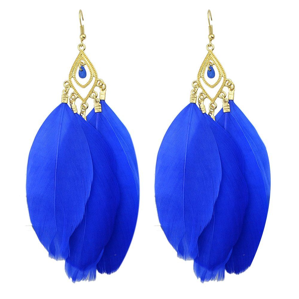 

Feather Vintage Colorful Individual Drop Earrings, Blue