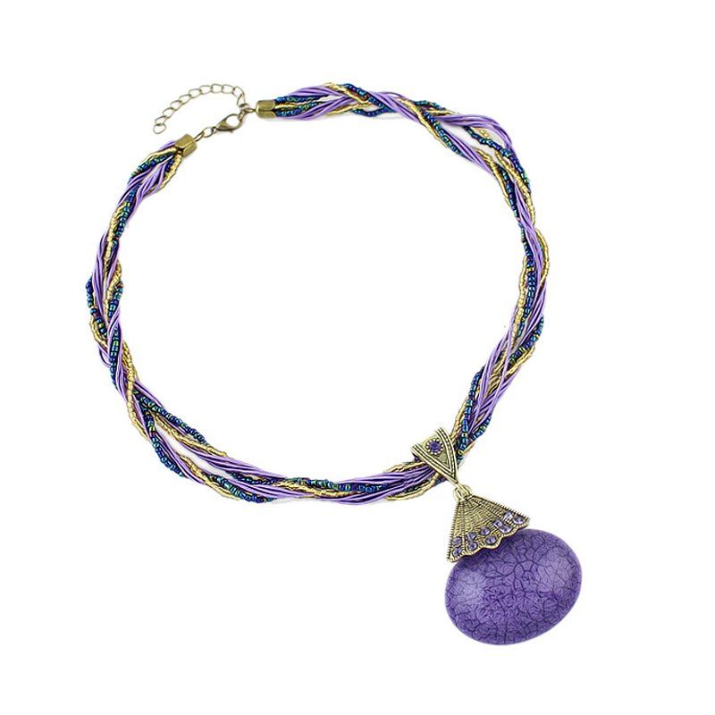 

Colorful Rhinestone Pendant Necklace Multilayer Chain, Purple amethyst