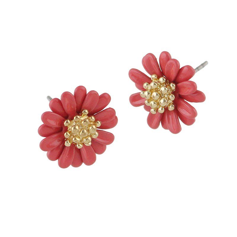 

Fashionable Resin Exquisite Colorful Flower Earrings, Bean red