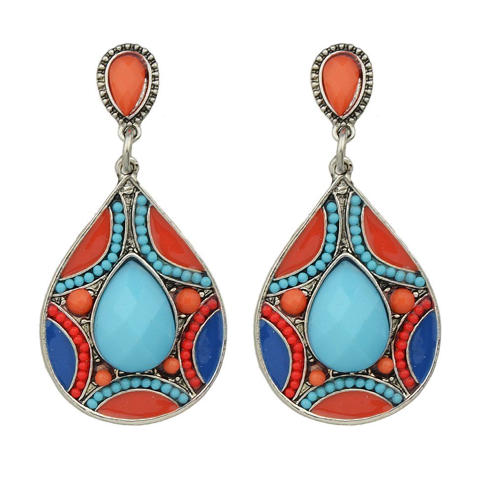 

Enamel with Big Bohemian Drop Earring for Women, Multi