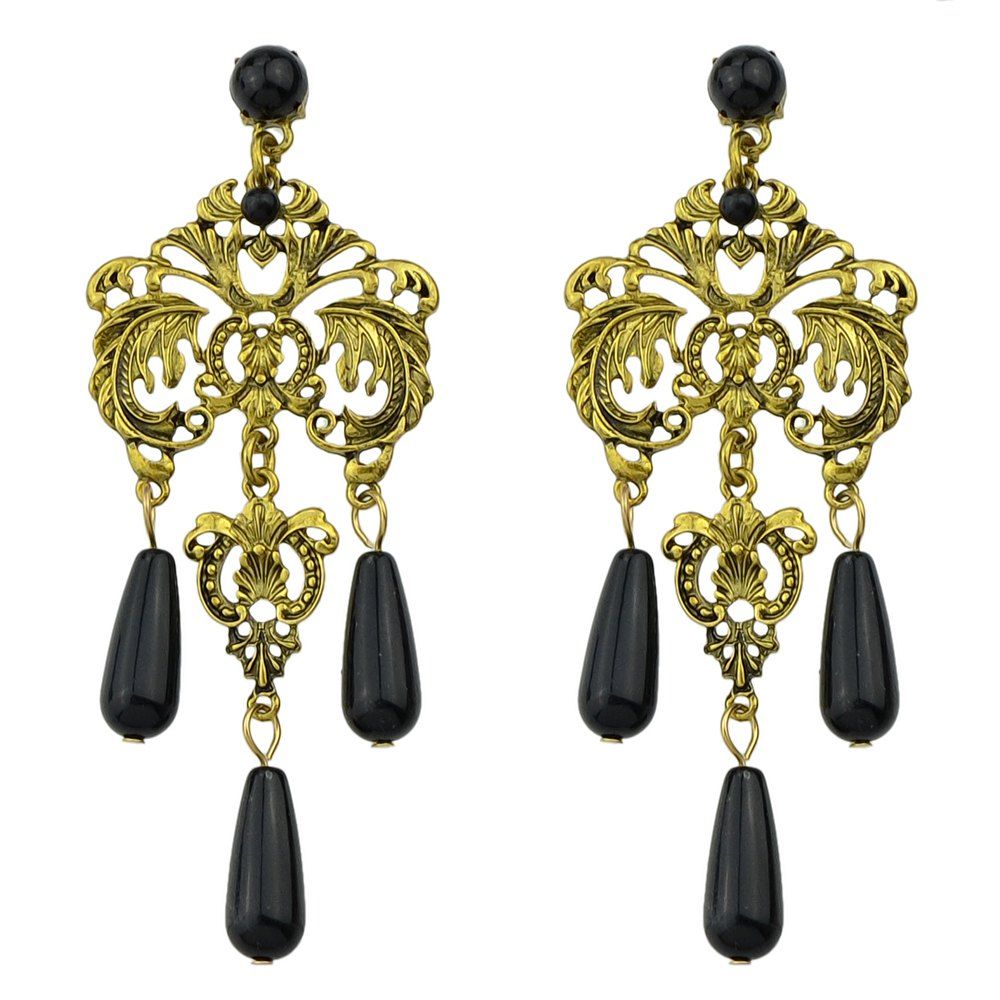 

Fashion Hollow-out Vintage Water Drop Earrings, Black