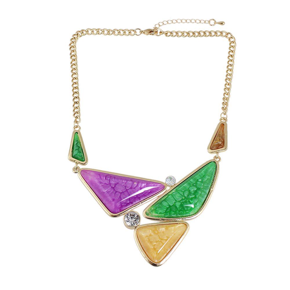 

Colorful Geometric Triangle Shape Big Collar Statement Necklace, Multi