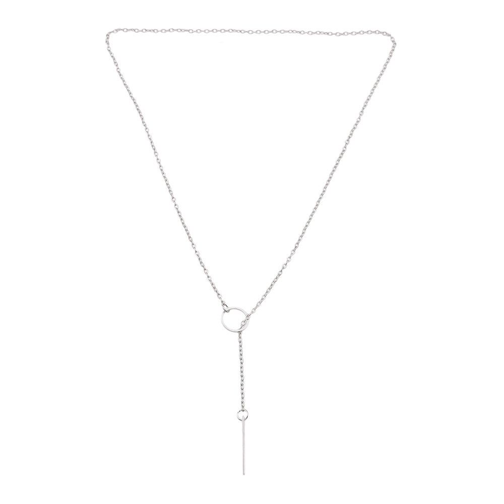 

Silver Color Circle Lock Chain Necklace for Women