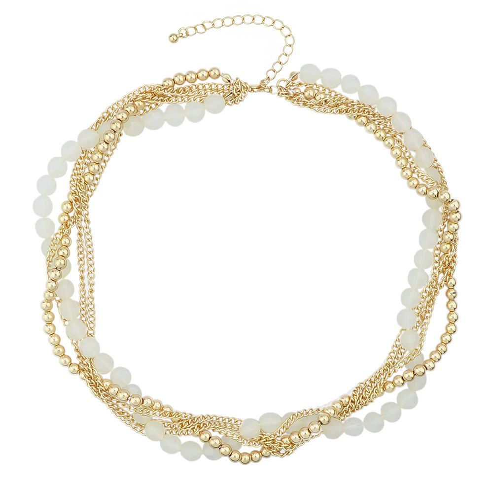 

Minimalism Multi-storey Beaded Chain Short Necklace, White