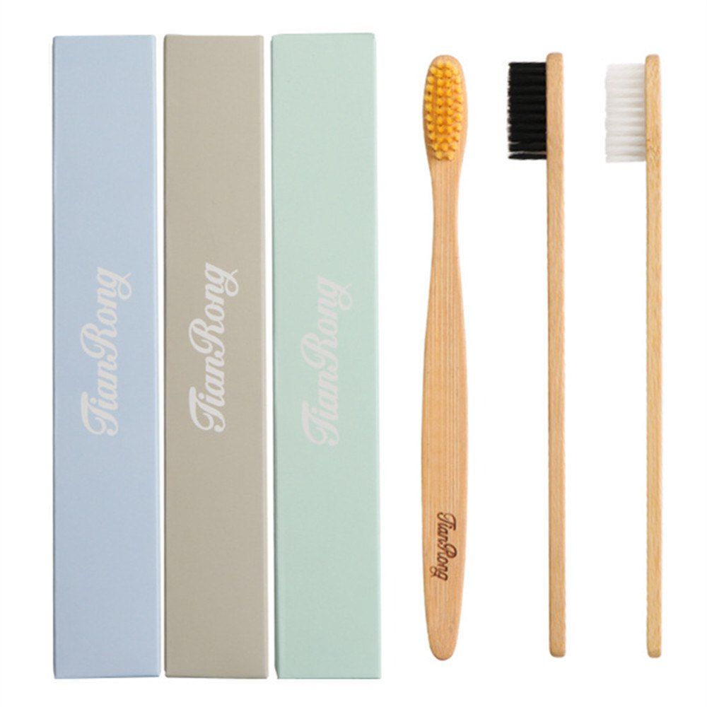 

Environmentally Wood Toothbrush Bamboo Fibre Wooden Handle 3pcs, Multi-a