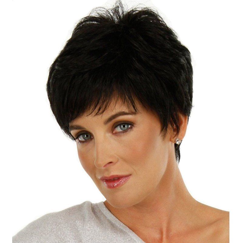 

Black Fluffy Straight Short Wig
