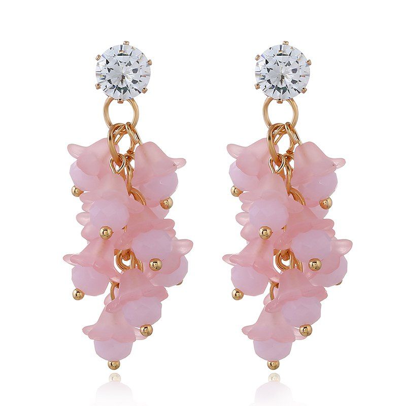 

Flowers Temperament Contracted Horn Crystal Earrings, Watermelon pink