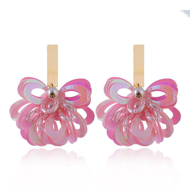 

Clear Temperament Contracted Sequin Earrings, Watermelon pink