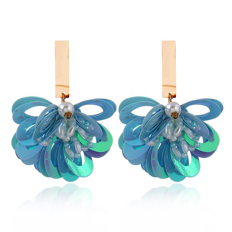 

Clear Temperament Contracted Sequin Earrings, Butterfly blue