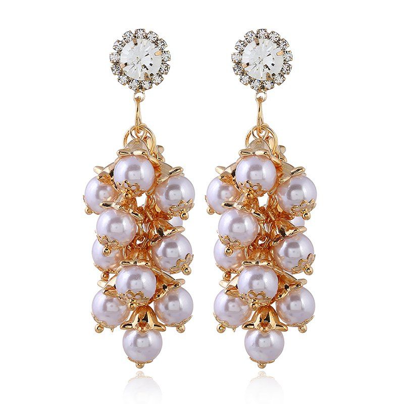 

Pure Fresh Plant Flower Temperament Contracted Horn Pearl Earrings, White