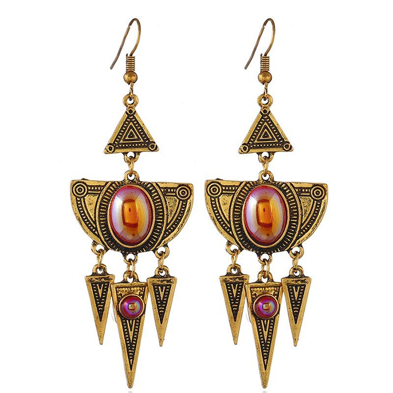 

Fashion Triangle Ear Character Retro Geometric Earrings, Gold