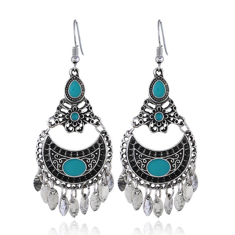 

Crescent Fashion Personality Retro Leaf Earrings, Denim blue