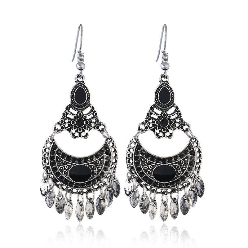 

Crescent Fashion Personality Retro Leaf Earrings, Black