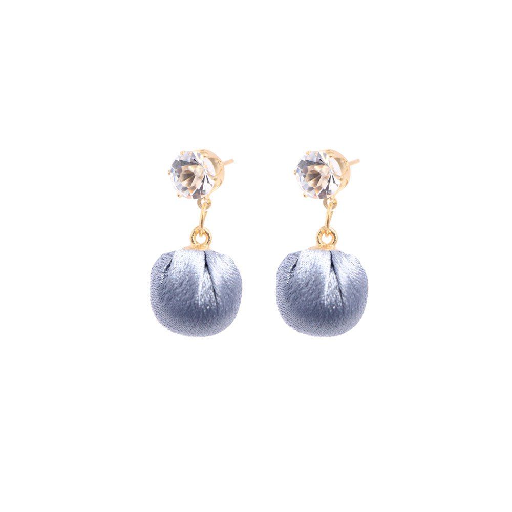 

Round Zirconium Glossy Ball Earrings, Gray