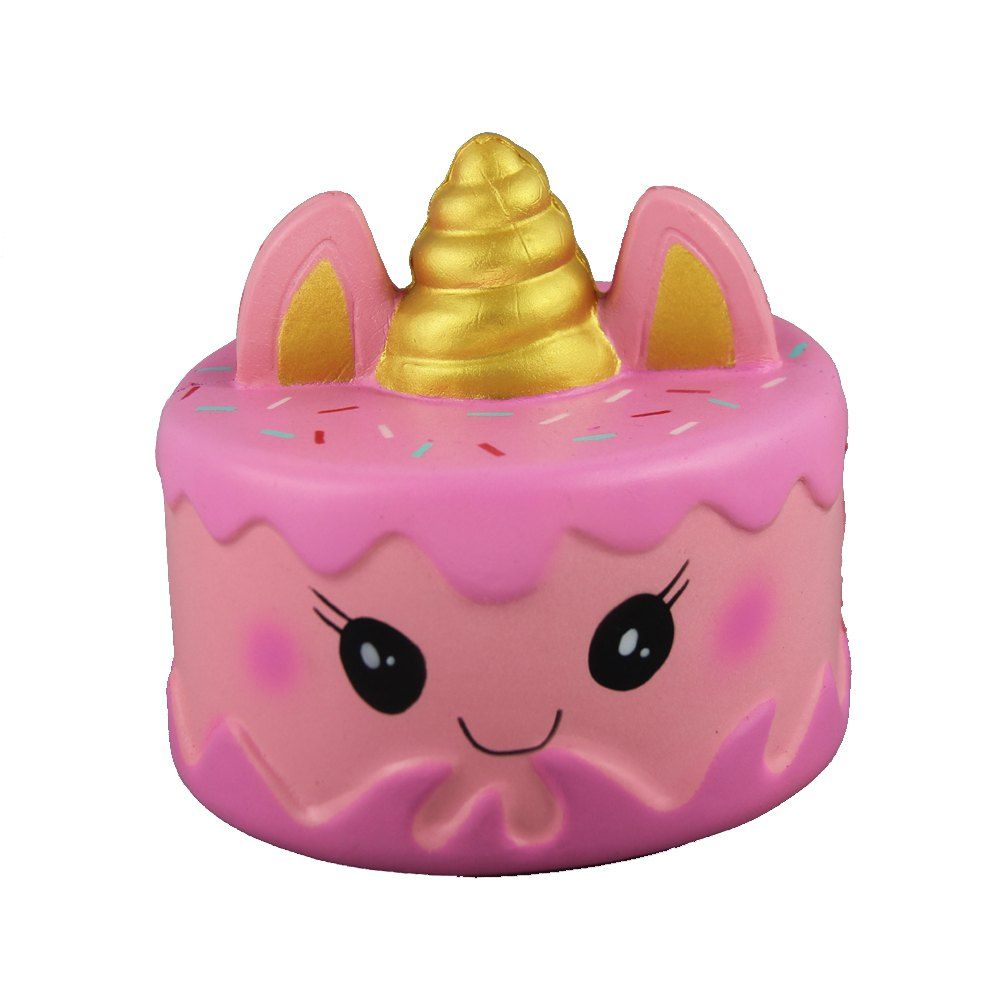 

Jumbo Squishy Pink Golden Corner Unicorn Cake Toys