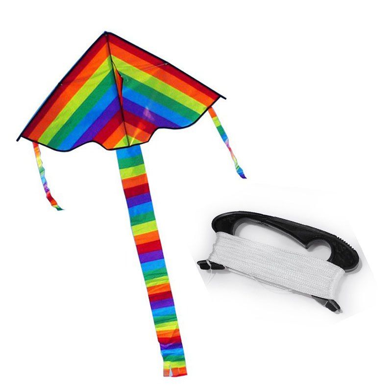 

Colorful Rainbow Kite Long Tail Nylon Outdoor Kites Flying Toy, Multi
