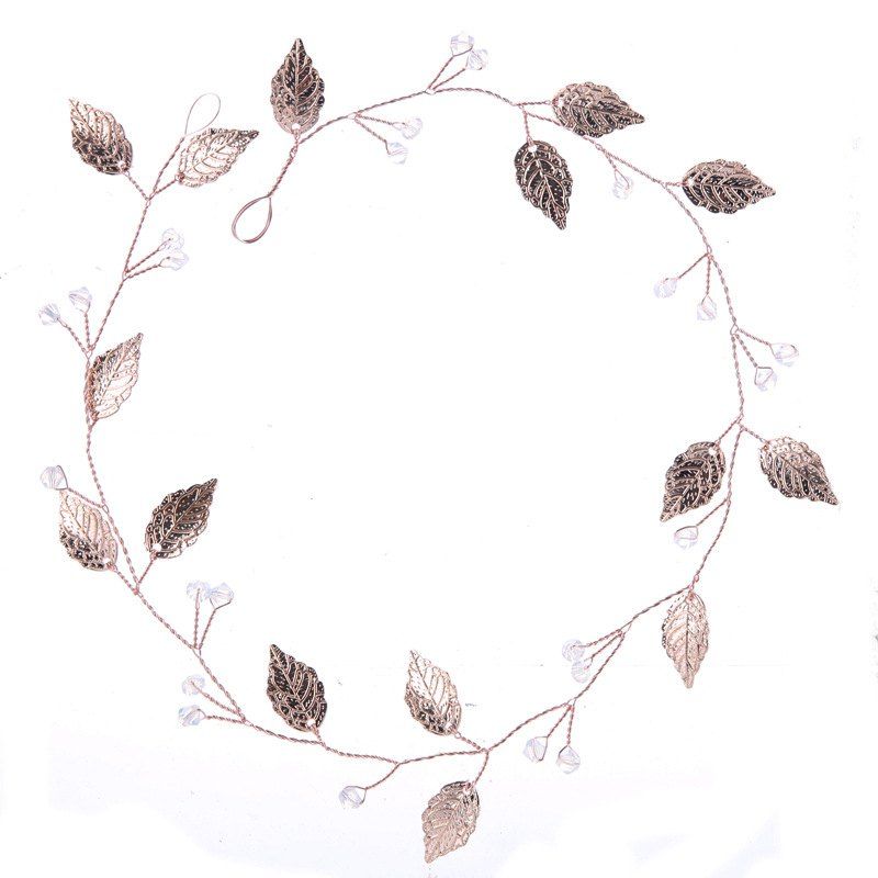 

Bride Accessories Rose Gold Leaf Ribbon, Champagne