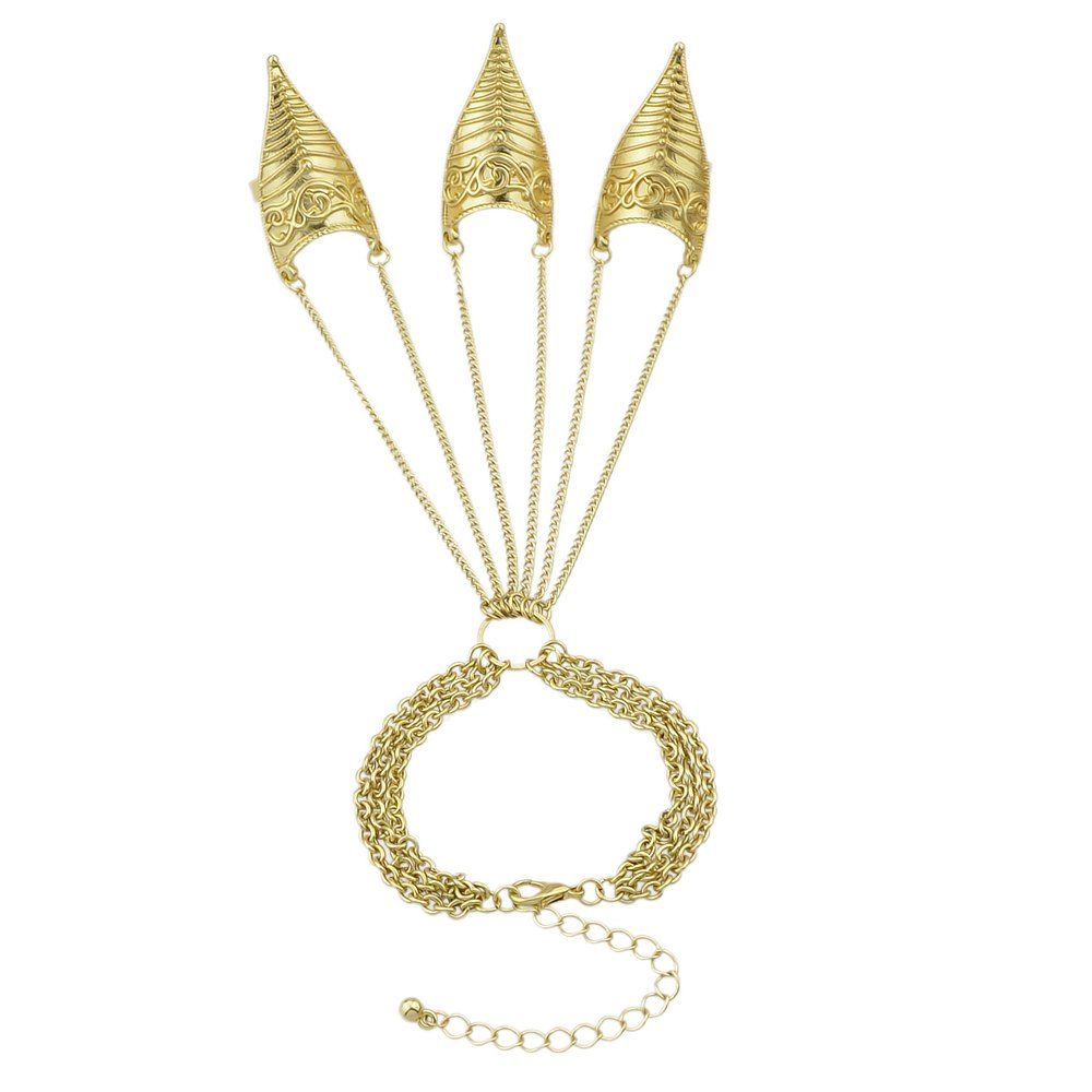 

Gold-color Chain Multi Layer Bracelet with Three Finger Slave