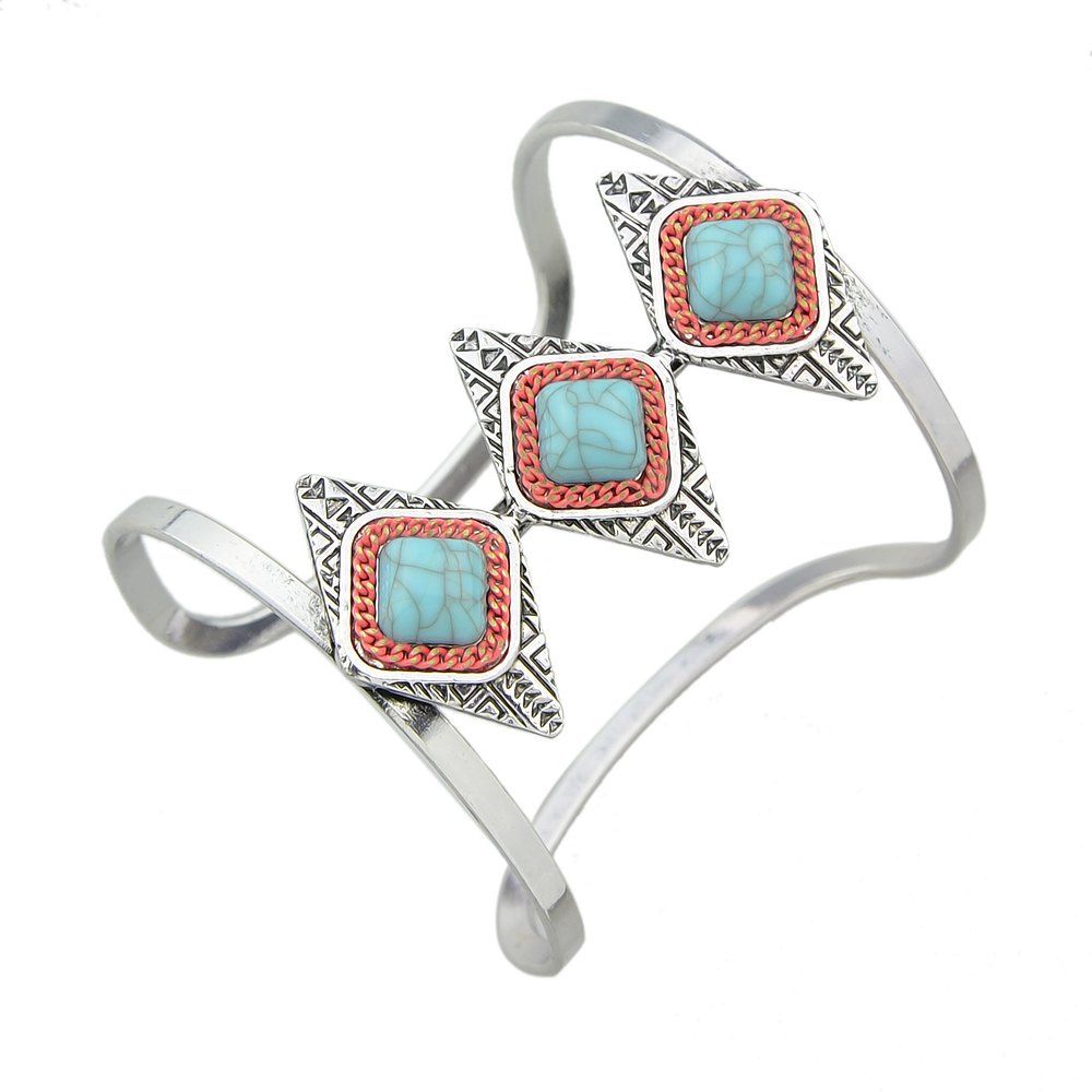 

Silver Color Geometric Wide Big Open Cuff Bracelets