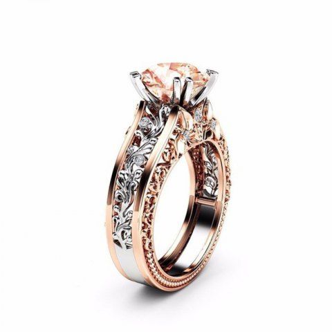 

Lady Carved Large Gemstone Plated 14k Separation Ring, Champagne