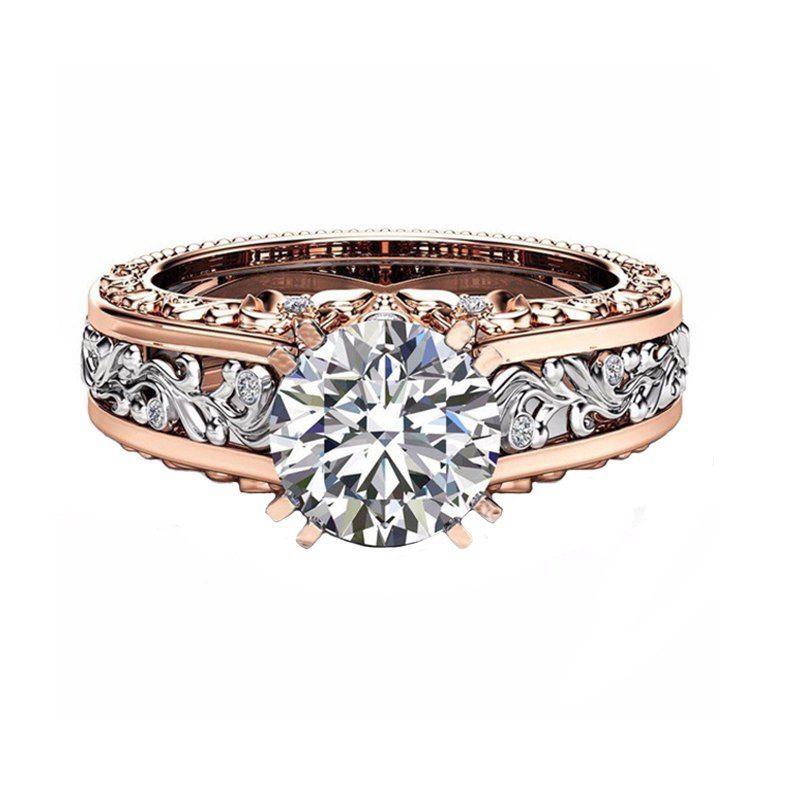 

Lady Carved Large Gemstone Plated 14k Separation Ring, White