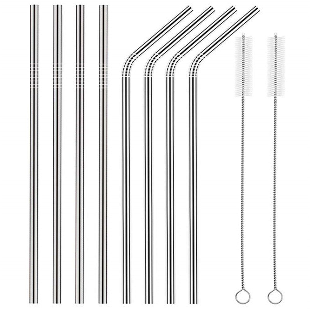 

AEOFUN Stainless Steel Straws Reusable with Cleaning Brushes 10PCS / Set, Silver