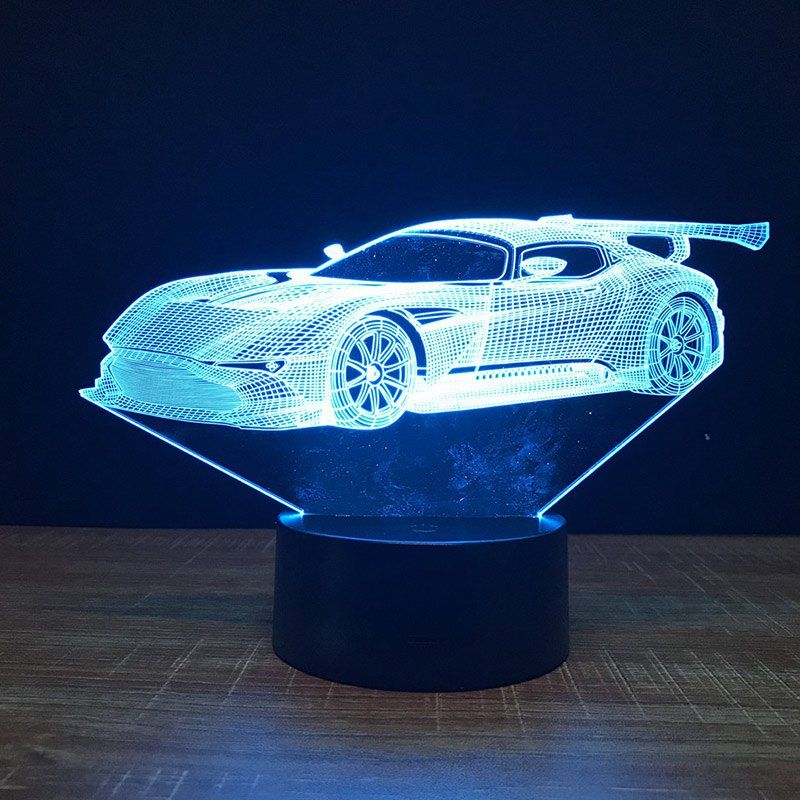 

Racing Car Shape Touch Colors Changing LED Night Light, Black