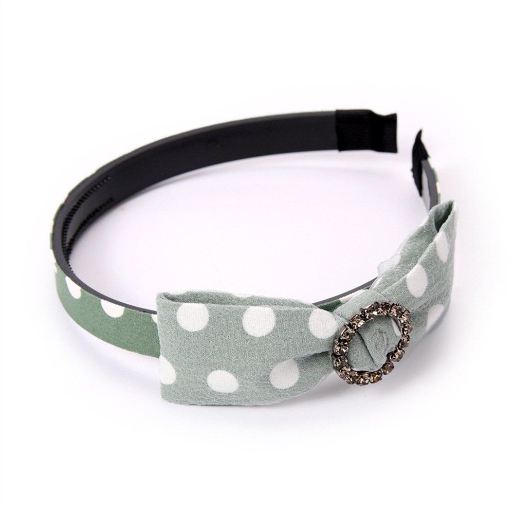 

White Spot Yarn Butterfly Ribbon Drilled Female Hoop Hairband, Spring green