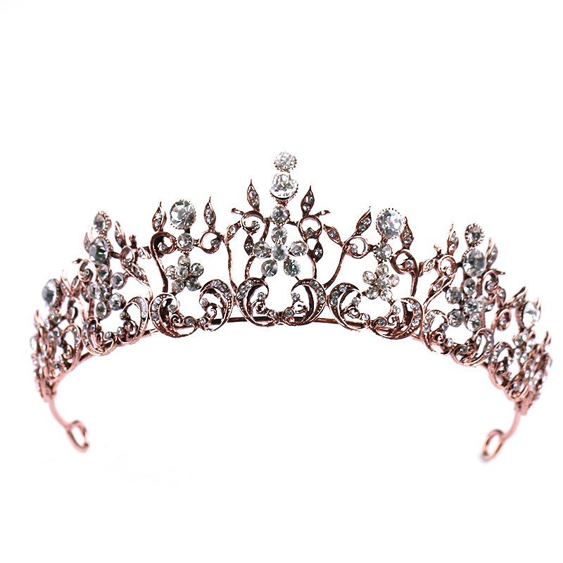 

Bride Accessories Vintage Baroque Crown, Rosy finch