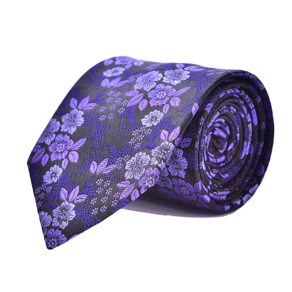 

Fashion Men Necktie Fine Embroidery Flowers Casual Business Tie, Dark orchid