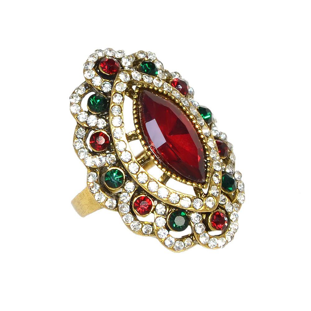 

Vintage Style Luxury Rhinestone and Stone Ring for Women, Chilli pepper