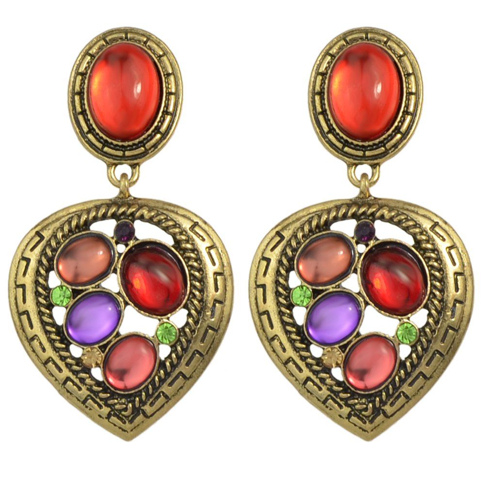 

Big Rhinestone Heart Drop Earrings for Women, Multi