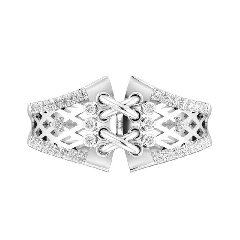 

Creative Fashion Waist Diamond Cutout Party Ring, Silver
