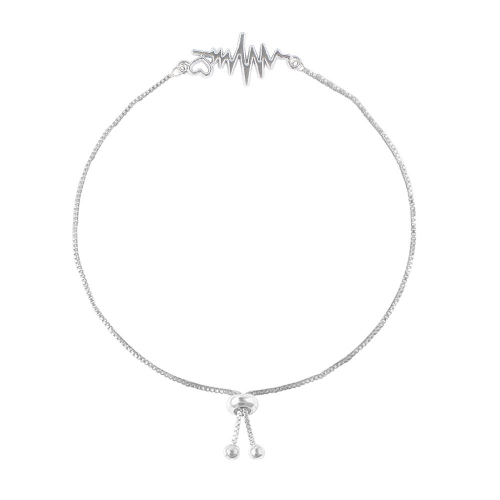 

Creative Style Personality Fashion Heart ECG Bracelet, Silver