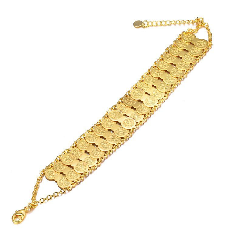 

Gold Colour Coin Bracelet Women Man Bangle Jewelry, Yellow