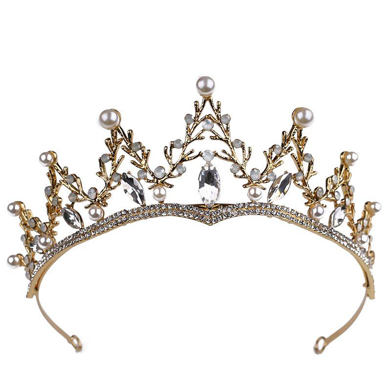 

Bride Accessory Retro Baroque Crown, Golden brown