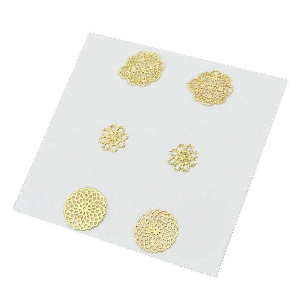 

3pairs Gold Silver Color with Hollow Out Flower Shape Earrings