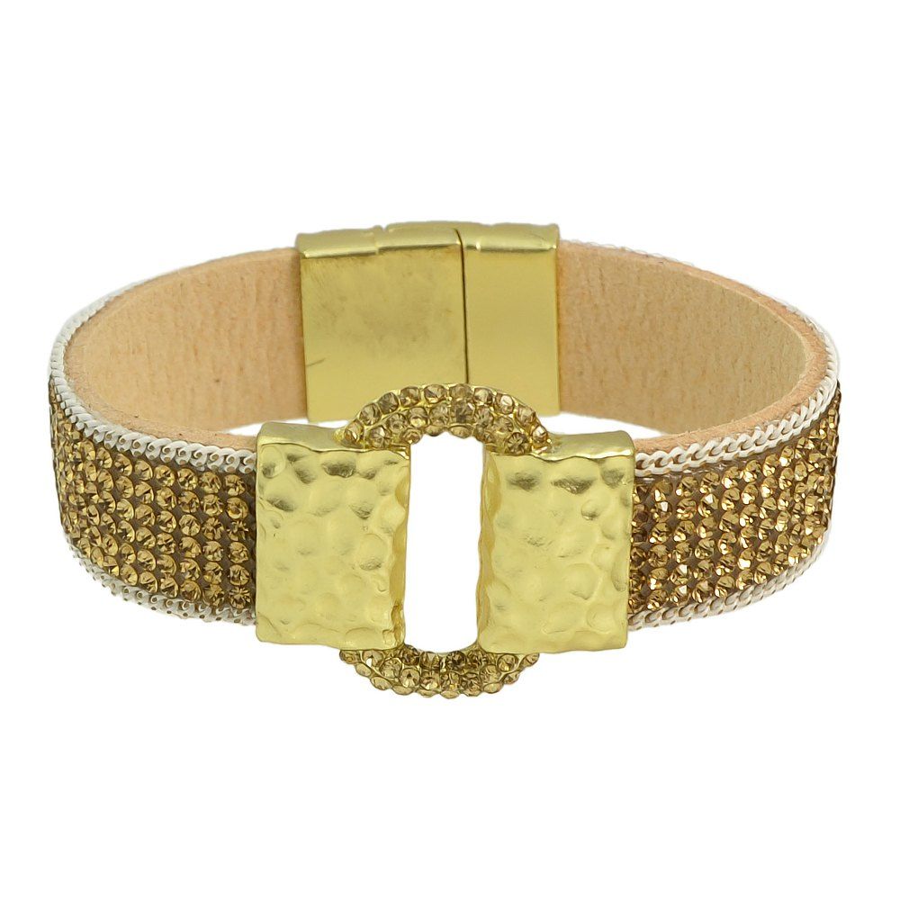 

Latest Fashion Rhinestone Wide Magnetic Bracelet, Orange gold