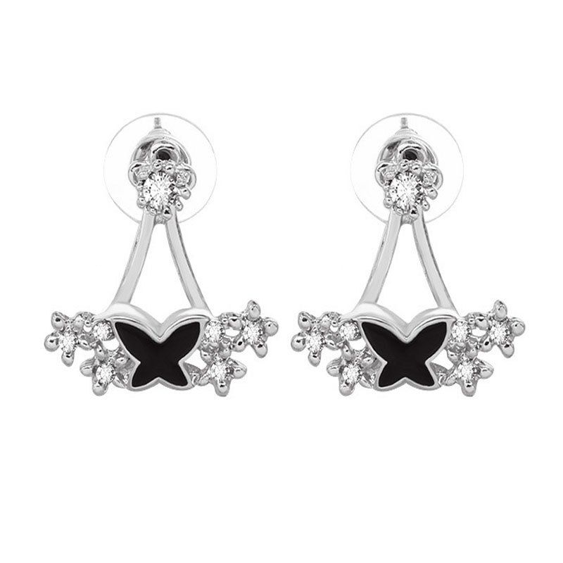 

Fashionable Delicate Flower Butterfly Earrings, Silver