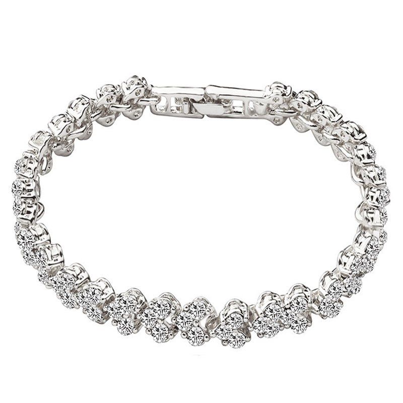 

Simple Luxurious Crystal Zircon Bracelet, Silver