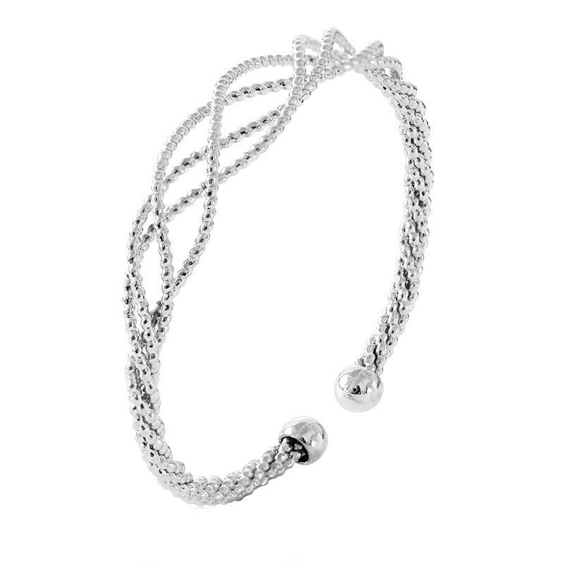 

Ladies Fashion Open Knotted Hollowed-Out Twist Chain Bracelet, Silver